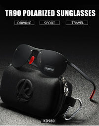 KDEAM Rimless Oval Men's Sunglasses Polarized TR90 Material Frame TAC Polarization Lense Soft Rubber Foot Cover