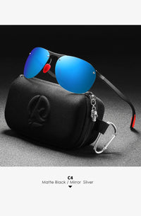 KDEAM Rimless Oval Men's Sunglasses Polarized TR90 Material Frame TAC Polarization Lense Soft Rubber Foot Cover
