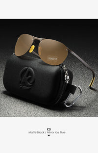 KDEAM Rimless Oval Men's Sunglasses Polarized TR90 Material Frame TAC Polarization Lense Soft Rubber Foot Cover
