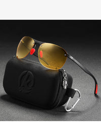 KDEAM Rimless Oval Men's Sunglasses Polarized TR90 Material Frame TAC Polarization Lense Soft Rubber Foot Cover