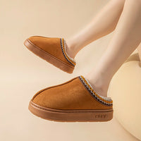 Platform Fluffy Slippers Women House Flats Fashion Plush Winter Designer Shoes Ladies Home Elegant Casual Footwear Large Size