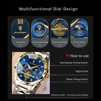 POEDAGAR Luxury Man Wristwatch Chronograph Waterproof Luminous Men Watch Stainless Steel High Quality Sport Men's Quartz Watches