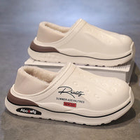 New Winter Warm Slippers Mens Womens Waterproof Slippers on Shoes Fur Lined Home Shoes Anti-Slip Outdoor Walking Shoes