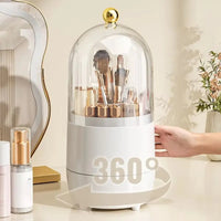 New PP Makeup Brush Holder 360° Rotating Large-capacity Cosmetics Display Case With Lid Dustproof Storage Box Makeup Brush