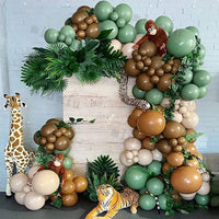 Jungle Safari Green Balloon Garland Arch Kit Kids Birthday Party Supplies Deer Pattern Gold Latex Ballons Baby Shower Decoration