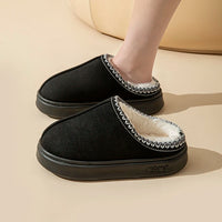 Platform Fluffy Slippers Women House Flats Fashion Plush Winter Designer Shoes Ladies Home Elegant Casual Footwear Large Size