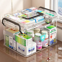 Large-capacity Multi-layer Transparent Storage Box Household Transparent Sorting Medical Emergency Portable Medicine Box