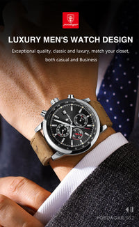 POEDAGAR Luxury Wristwatch for Man Waterproof Luminous Chronograph Date Men Watch Sports Leather Men's Quartz Watches Male reloj