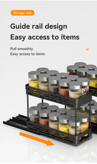 WORTHBUY Double Layer Pull-Out Seasoning Bottle Spice Rack Multifunctional Drawer Cabinet Plastic Storage Rack Kitchen Organizer