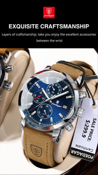 POEDAGAR Luxury Wristwatch for Man Waterproof Luminous Chronograph Date Men Watch Sports Leather Men's Quartz Watches Male reloj