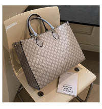 Large-capacity women's bags in Europe and the United States retro shoulder bag classic letters PU commuter handbags women