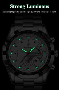 POEDAGAR Business Military Men Clock Waterproof Luminous Calendar Man Wristwatch Stainless Steel Quartz Men's Watches Male Reloj