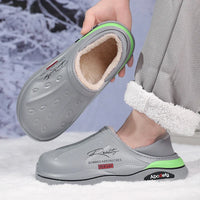 New Winter Warm Slippers Mens Womens Waterproof Slippers on Shoes Fur Lined Home Shoes Anti-Slip Outdoor Walking Shoes