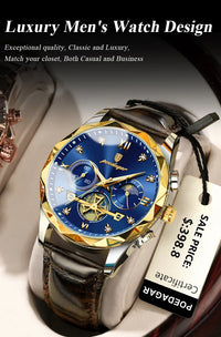POEDAGAR Luxury Watch for Man Sports Leather Men Quartz Watch Waterproof Luminous Chronograph Men's Watches Male Clock Reloj+box