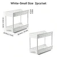 WORTHBUY Double Layer Pull-Out Seasoning Bottle Spice Rack Multifunctional Drawer Cabinet Plastic Storage Rack Kitchen Organizer