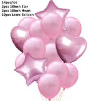 10/14pcs Mix Pink Rose Balloons Heart Star RoseGold Confetti Balloon Birthday Party Decorate Kids Adult Air Balls Wedding Globos