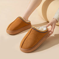 Platform Fluffy Slippers Women House Flats Fashion Plush Winter Designer Shoes Ladies Home Elegant Casual Footwear Large Size