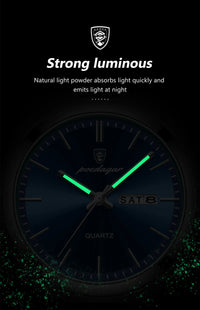 POEDAGAR Luxury Watch For Man Waterproof Luminous Date Week Stainless Steel Men Watch Casual Quartz Men's Watches Male Clock+box