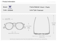Oi Wood Sunglasses Women Men's Sun Glasses Walnut Wood Round Eyeglasses Red LensTortoise Shell Frames