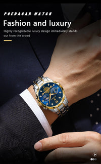 POEDAGAR Luxury Man Wristwatch Chronograph Waterproof Luminous Men Watch Stainless Steel High Quality Sport Men's Quartz Watches
