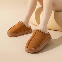 Platform Fluffy Slippers Women House Flats Fashion Plush Winter Designer Shoes Ladies Home Elegant Casual Footwear Large Size