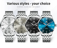 OLEVS Business Minimalist Stainless Steel Watch Man Luxury Luminous Hands Roman Scale Calendar Waterproof Quartz Watches for Men