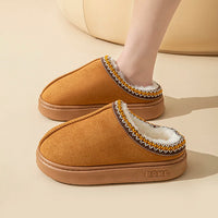 Platform Fluffy Slippers Women House Flats Fashion Plush Winter Designer Shoes Ladies Home Elegant Casual Footwear Large Size
