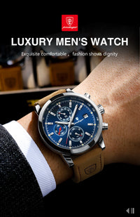 POEDAGAR Luxury Wristwatch for Man Waterproof Luminous Chronograph Date Men Watch Sports Leather Men's Quartz Watches Male reloj