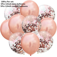 10/14pcs Mix Pink Rose Balloons Heart Star RoseGold Confetti Balloon Birthday Party Decorate Kids Adult Air Balls Wedding Globos