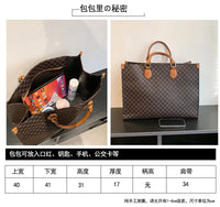Large-capacity women's bags in Europe and the United States retro shoulder bag classic letters PU commuter handbags women