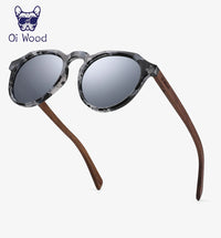 Oi Wood Sunglasses Women Men's Sun Glasses Walnut Wood Round Eyeglasses Red LensTortoise Shell Frames