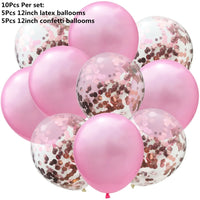 10/14pcs Mix Pink Rose Balloons Heart Star RoseGold Confetti Balloon Birthday Party Decorate Kids Adult Air Balls Wedding Globos