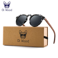 Oi Wood Sunglasses Women Men's Sun Glasses Walnut Wood Round Eyeglasses Red LensTortoise Shell Frames