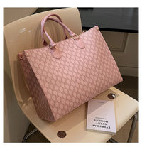 Large-capacity women's bags in Europe and the United States retro shoulder bag classic letters PU commuter handbags women