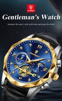 POEDAGAR Luxury Watch for Man Sports Leather Men Quartz Watch Waterproof Luminous Chronograph Men's Watches Male Clock Reloj+box