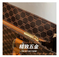 Large-capacity women's bags in Europe and the United States retro shoulder bag classic letters PU commuter handbags women