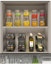WORTHBUY Double Layer Pull-Out Seasoning Bottle Spice Rack Multifunctional Drawer Cabinet Plastic Storage Rack Kitchen Organizer