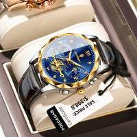 POEDAGAR Luxury Watch for Man Sports Leather Men Quartz Watch Waterproof Luminous Chronograph Men's Watches Male Clock Reloj+box