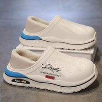 New Winter Warm Slippers Mens Womens Waterproof Slippers on Shoes Fur Lined Home Shoes Anti-Slip Outdoor Walking Shoes