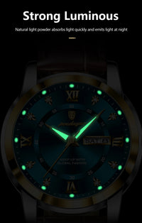 POEDAGAR Luxury Man Wristwatch Waterproof Luminous Date Week Leather Watch For Men Sports Quartz Men's Watches Male Clock Reloj