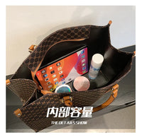 Large-capacity women's bags in Europe and the United States retro shoulder bag classic letters PU commuter handbags women