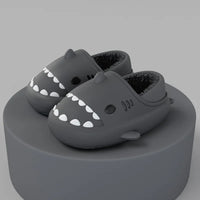 Litfun Fur Plush Shark Slippers Women Men Winter Cozy Fur Shark Slides Cartoon Furry Home Shoes Platform Waterproof Shark Slides