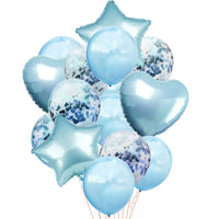 10/14pcs Mix Pink Rose Balloons Heart Star RoseGold Confetti Balloon Birthday Party Decorate Kids Adult Air Balls Wedding Globos