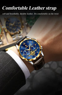POEDAGAR Luxury Watch for Man Sports Leather Men Quartz Watch Waterproof Luminous Chronograph Men's Watches Male Clock Reloj+box