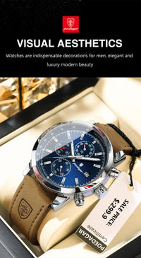 POEDAGAR Luxury Wristwatch for Man Waterproof Luminous Chronograph Date Men Watch Sports Leather Men's Quartz Watches Male reloj