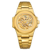 LONGLUX Men automatic mechanical watch luxury watches waterproof skeleton business cheap wholesale stainless steel gift watch