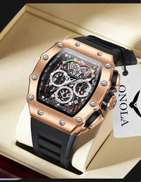 New Luxury Men Watch ONOLA Fashion Fully Automatic Mechanical Watches Man Unique Design Waterproof Tape Watch Wristwatch