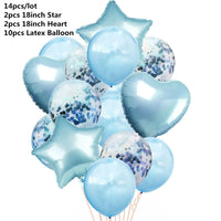 10/14pcs Mix Pink Rose Balloons Heart Star RoseGold Confetti Balloon Birthday Party Decorate Kids Adult Air Balls Wedding Globos