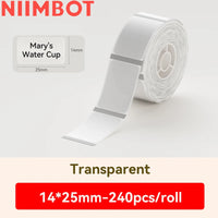 Niimbot D110/D11/D101/H1S Label Printer Paper Anti-Oil Scratch-Resistant Self-adhesive White/Transparent/Color Name Stickers