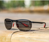 KDEAM Rimless Oval Men's Sunglasses Polarized TR90 Material Frame TAC Polarization Lense Soft Rubber Foot Cover